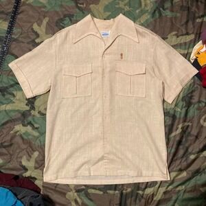 Vintage 60s Andrade Hawaiian shirt rayon poly embroidered tiki‎ mens L/21